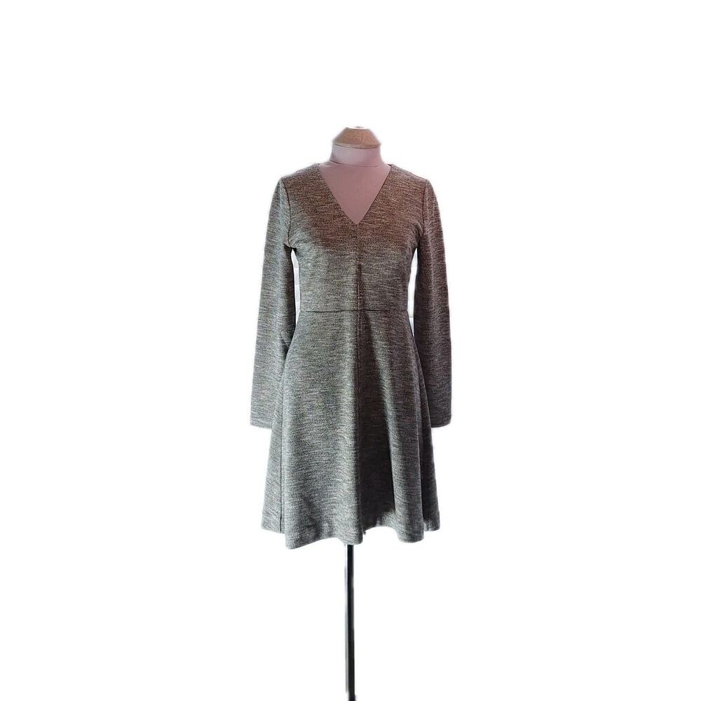 Madewell Charcoal Gray Marled Brigdewalk V-neck Long Sleeve Dress Size 4